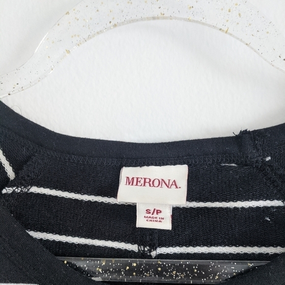 Merona Stripe Crewneck Sweatshirt 3/4 Sleeve Dress - Picture 2 of 3